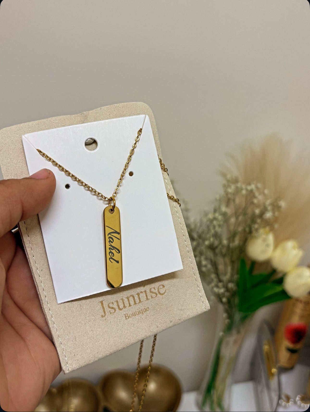 Personalized Rectangular Necklace With Txt