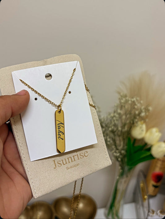 Personalized Rectangular Necklace With Txt